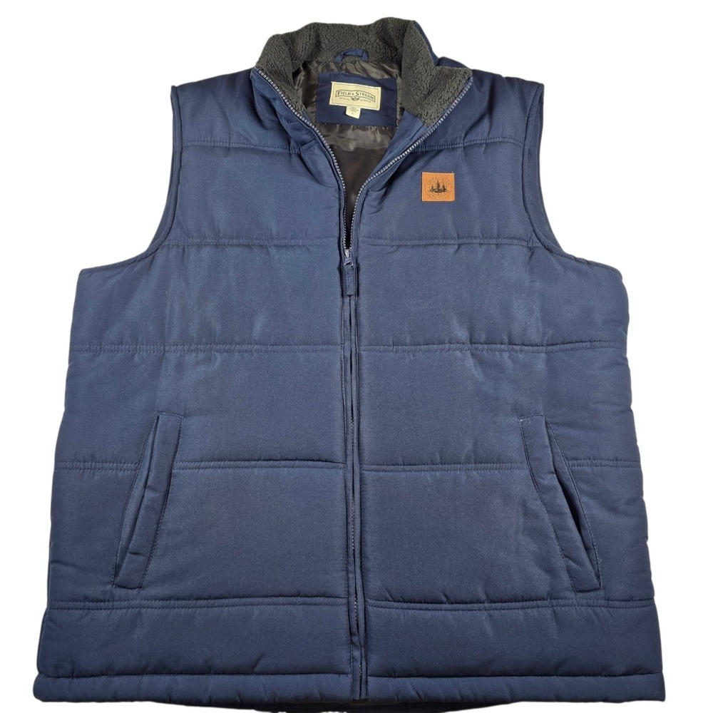 Field & Stream Navy Blue Quilted Lined Full Zip Puffer Vest Men's Size Large